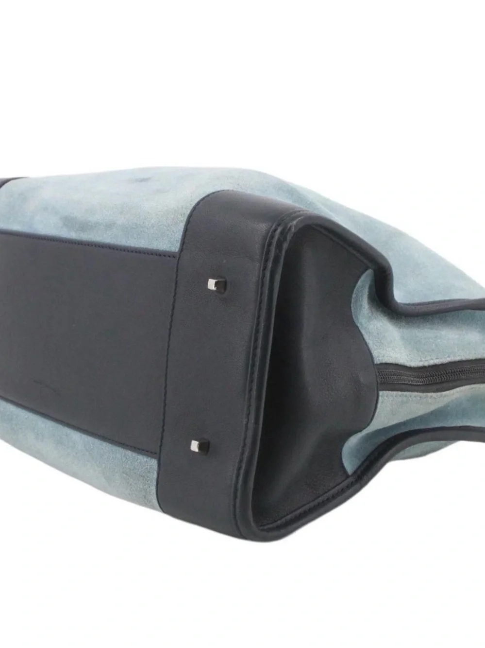 Final Price~ Loewe Blue Suede Tote with Black Leather Trim